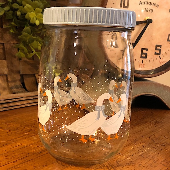 Vtg Blue Bow Goose Duck Storage Jar Blue Canister Screw Lid | Made in France - Picture 7 of 8